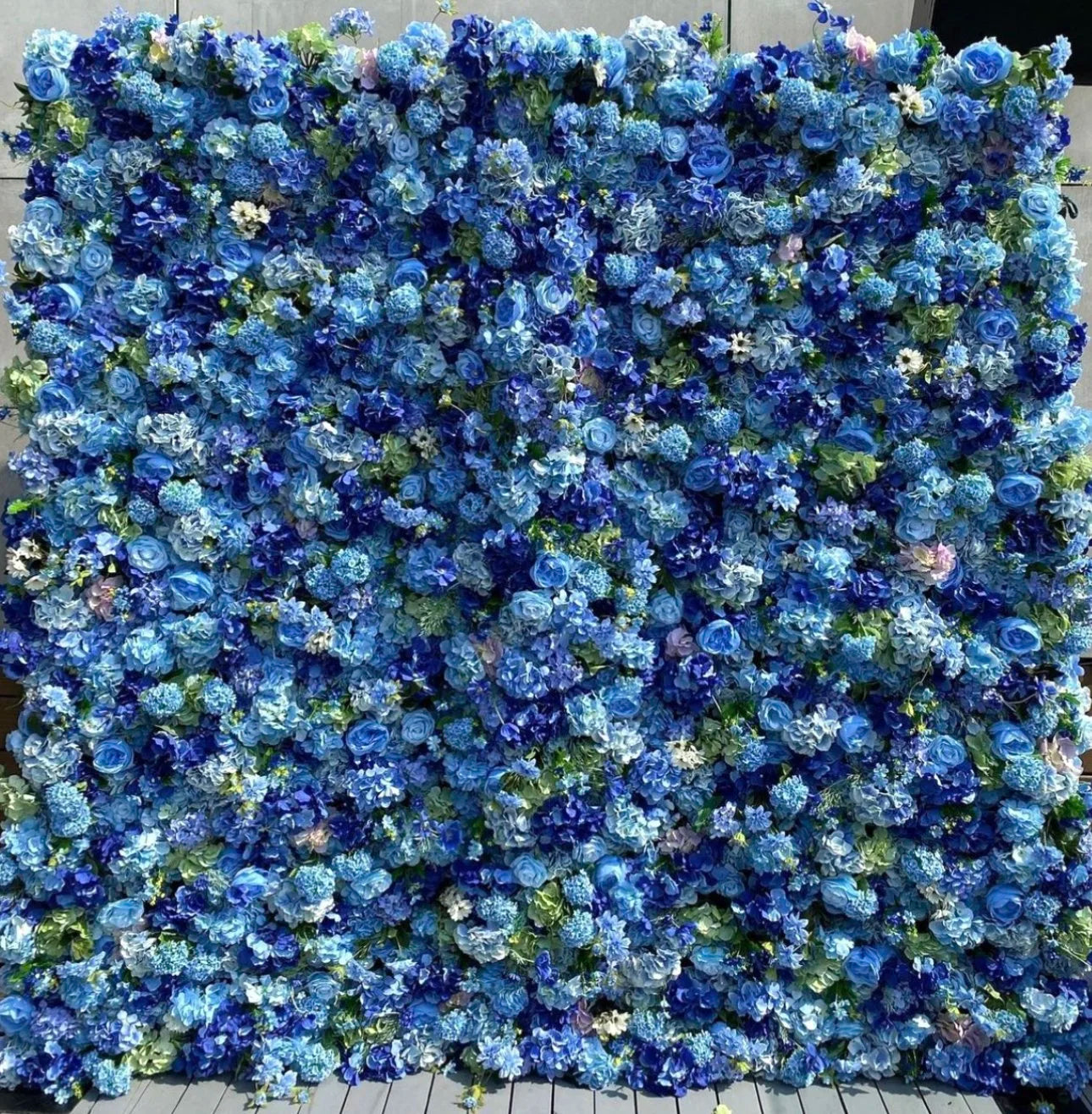 Dark and Light Blue Premium Flower Wall - 1034