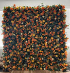 Orange & Yellow Premium Greenery Flower Wall - 160