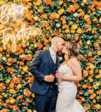 Orange & Yellow Premium Greenery Flower Wall - 160