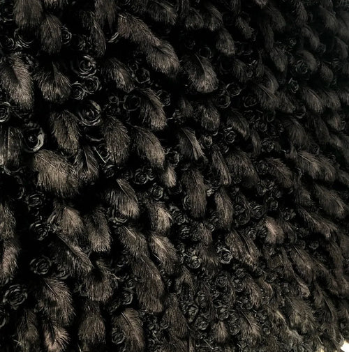 Black Wild Rose Feather Wall - 026
