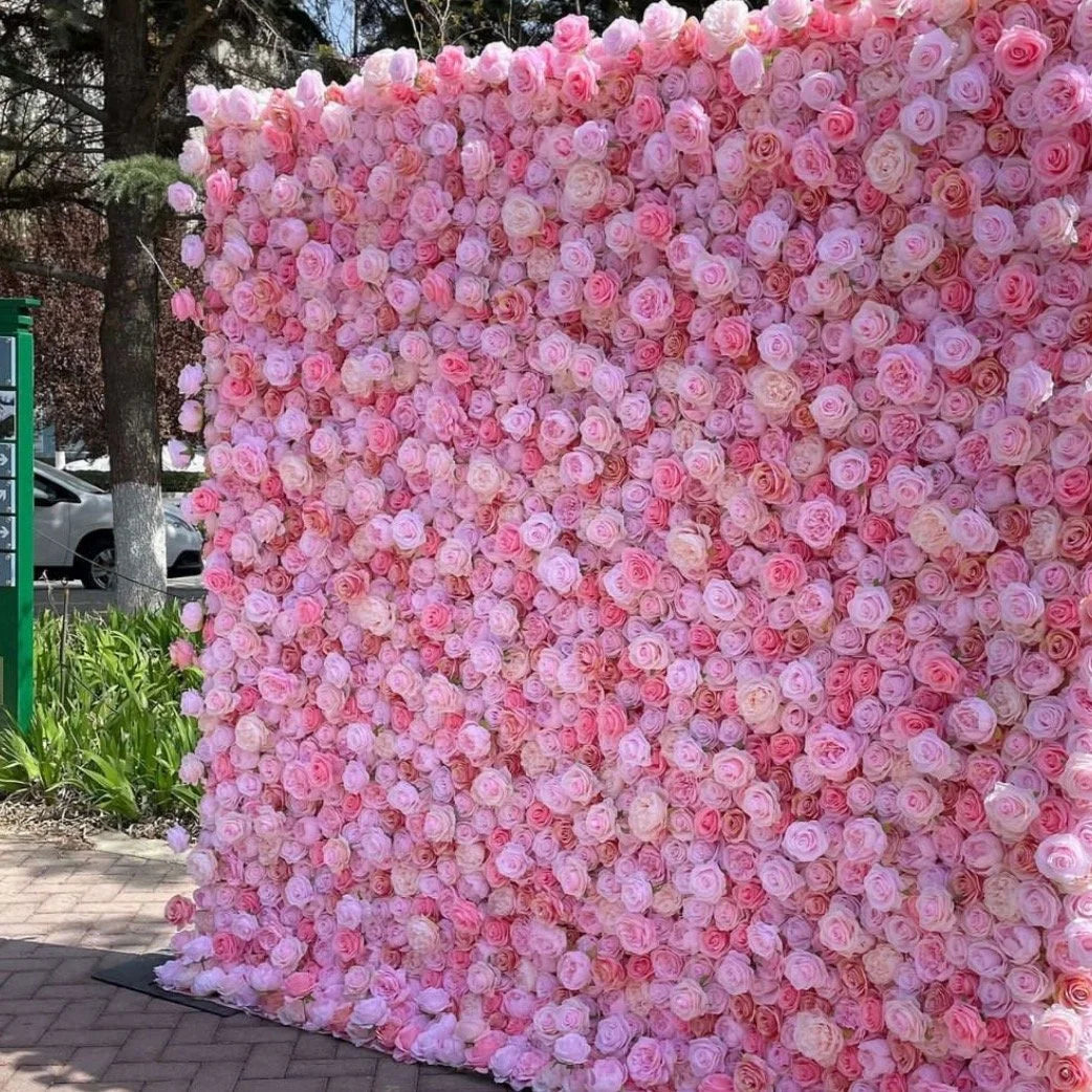 Pink & Peach Wild Rose Premium Flower Wall - 225