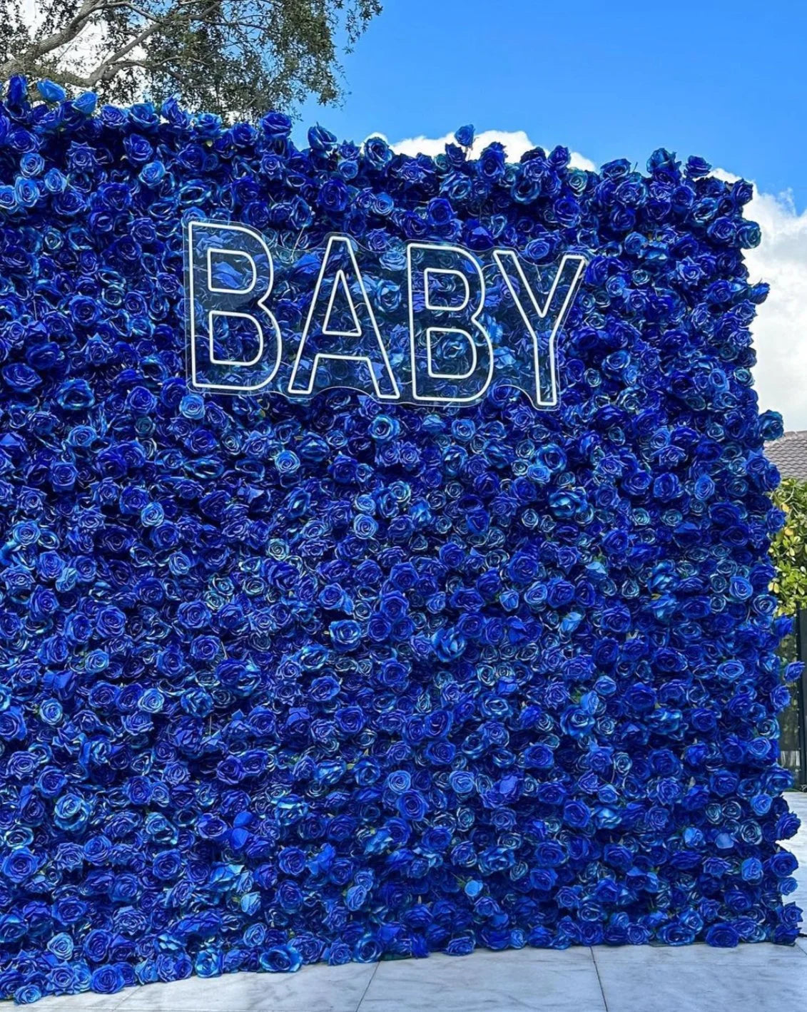 Deluxe Deep Blue Wild Rose Flower Wall - 023