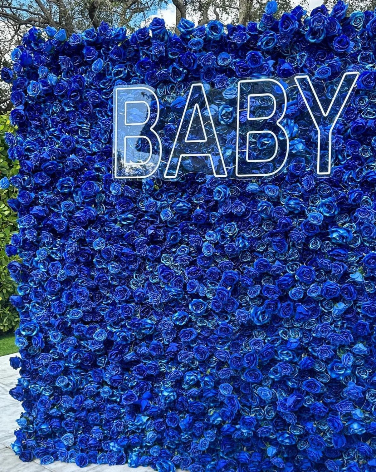 Deluxe Deep Blue Wild Rose Flower Wall - 023
