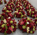 Deep Red and Greenery Premium Artificial Flower Ball Centrepiece - 1079