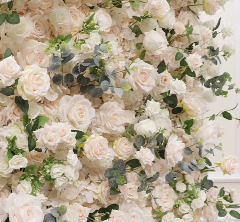 Blush Cream Premium Rose Flower Wall - 161