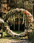 Greenery, Peach Ivory Premium Flower Circle Arch - 4804
