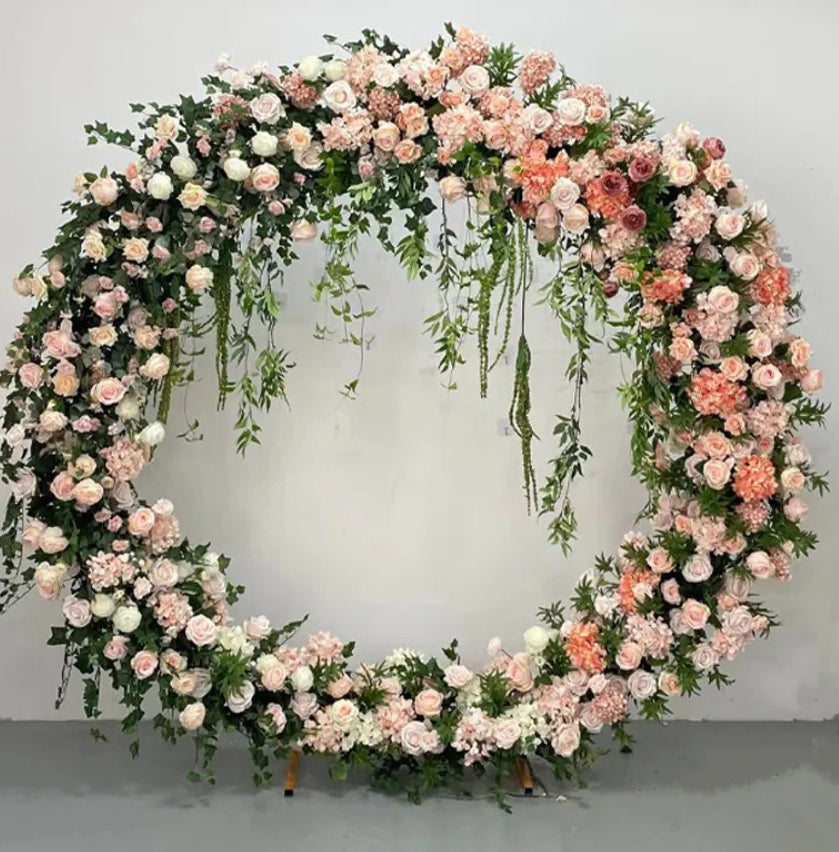 Greenery, Peach Ivory Premium Flower Circle Arch - 4804