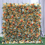 Orange, Yellow and Peach Greenery Premium Flower Wall - 095