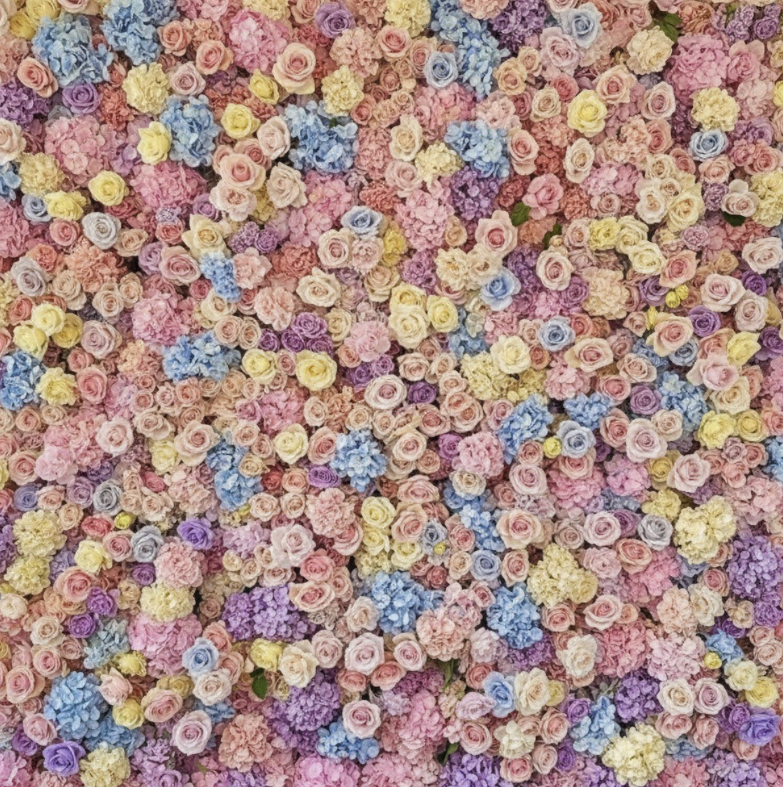 Pink, Purple, Yellow and Blue Pastel Premium Flower Wall Backdrop - 282