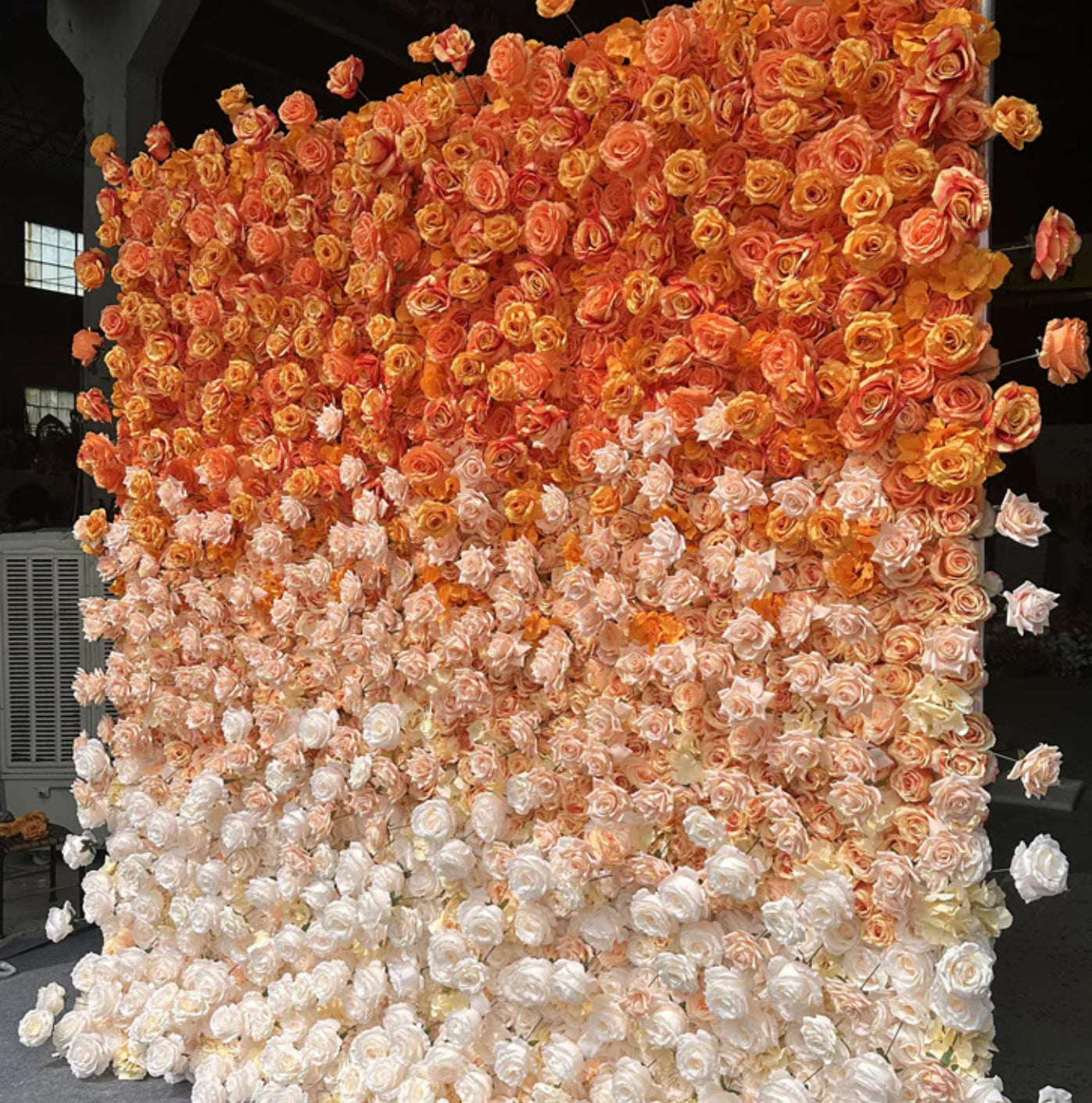 Orange Ombre Premium Rose Flower Wall - 228