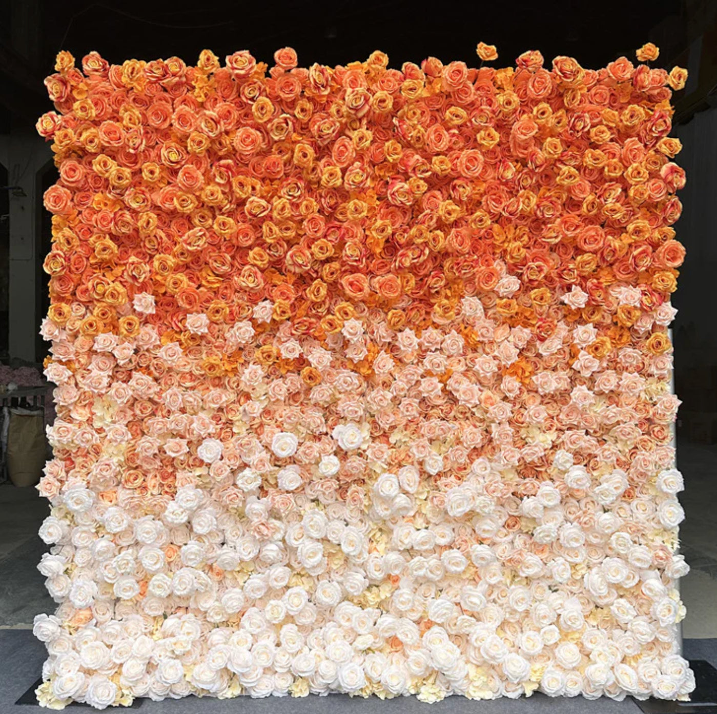 Orange Ombre Premium Rose Flower Wall - 228