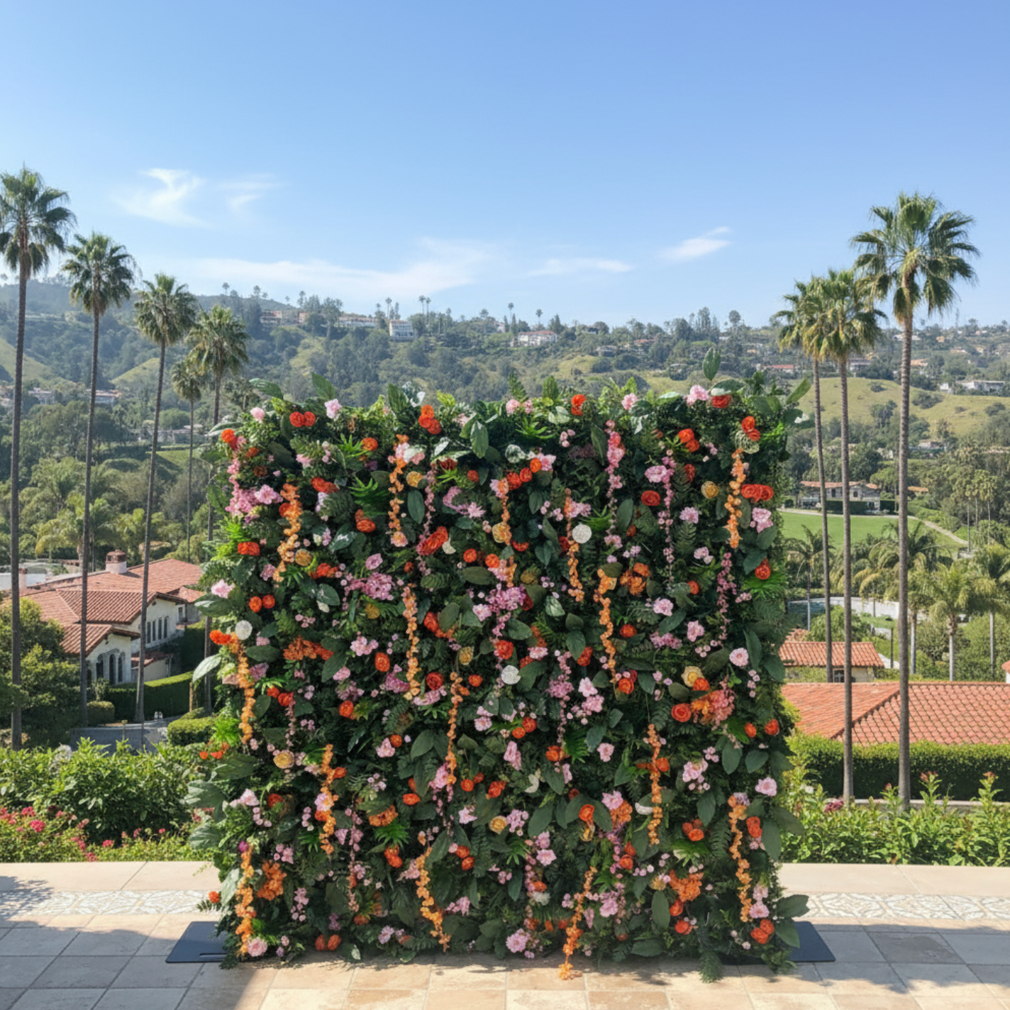 Dripping Orange & Purple Premium Flower Wall - 128