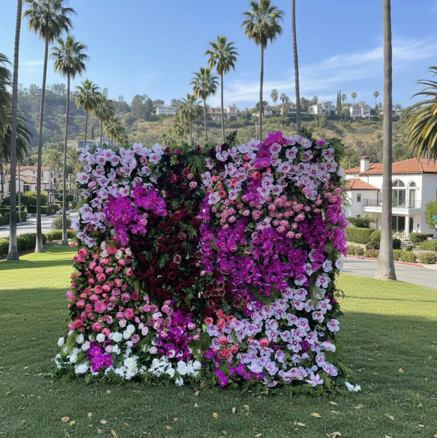 Dripping Fuscia, White and Pink Premium Flower Wall - 038