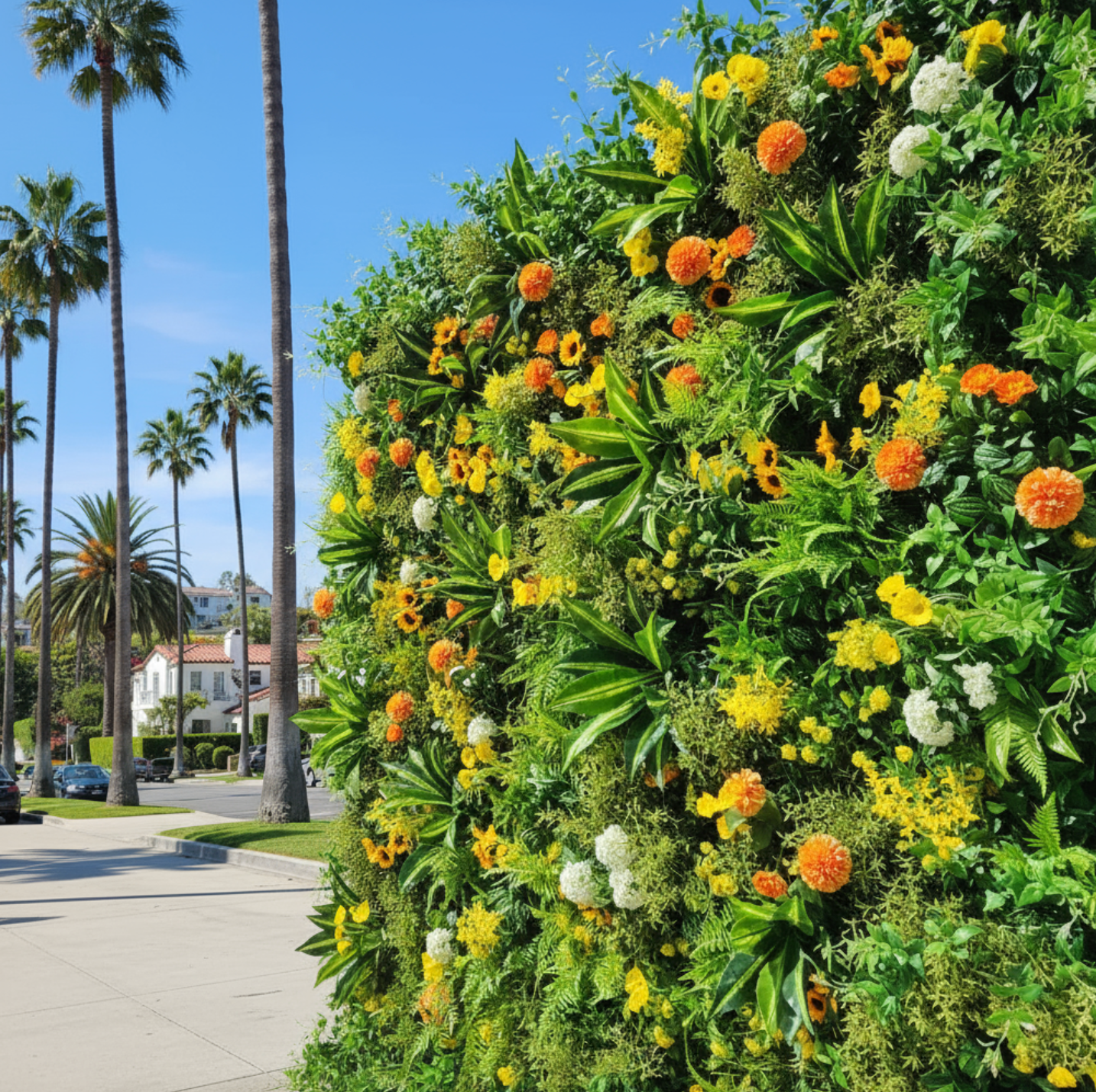 Orange Sunflower Tropical Greenery Premium Flower Wall - 510