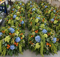 Blue , Orange Greenery Premium Artificial Flower Ball Centrepiece - 1082