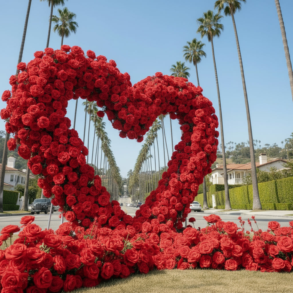 Red Premium Deluxe Rose Heart Flower Arch #4918