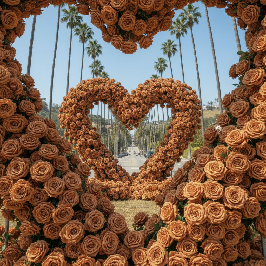 Brown Premium Deluxe Rose Heart Flower Arch #4927