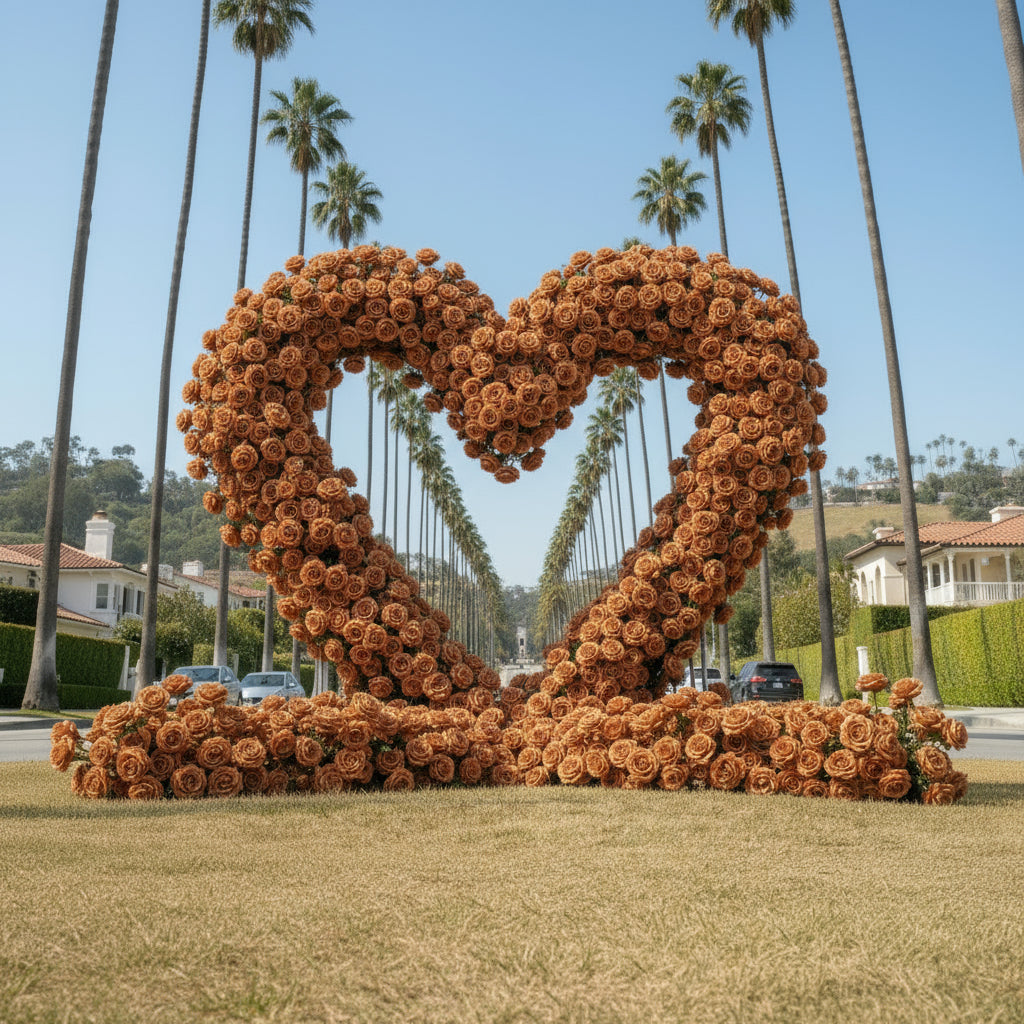 Brown Premium Deluxe Rose Heart Flower Arch #4927