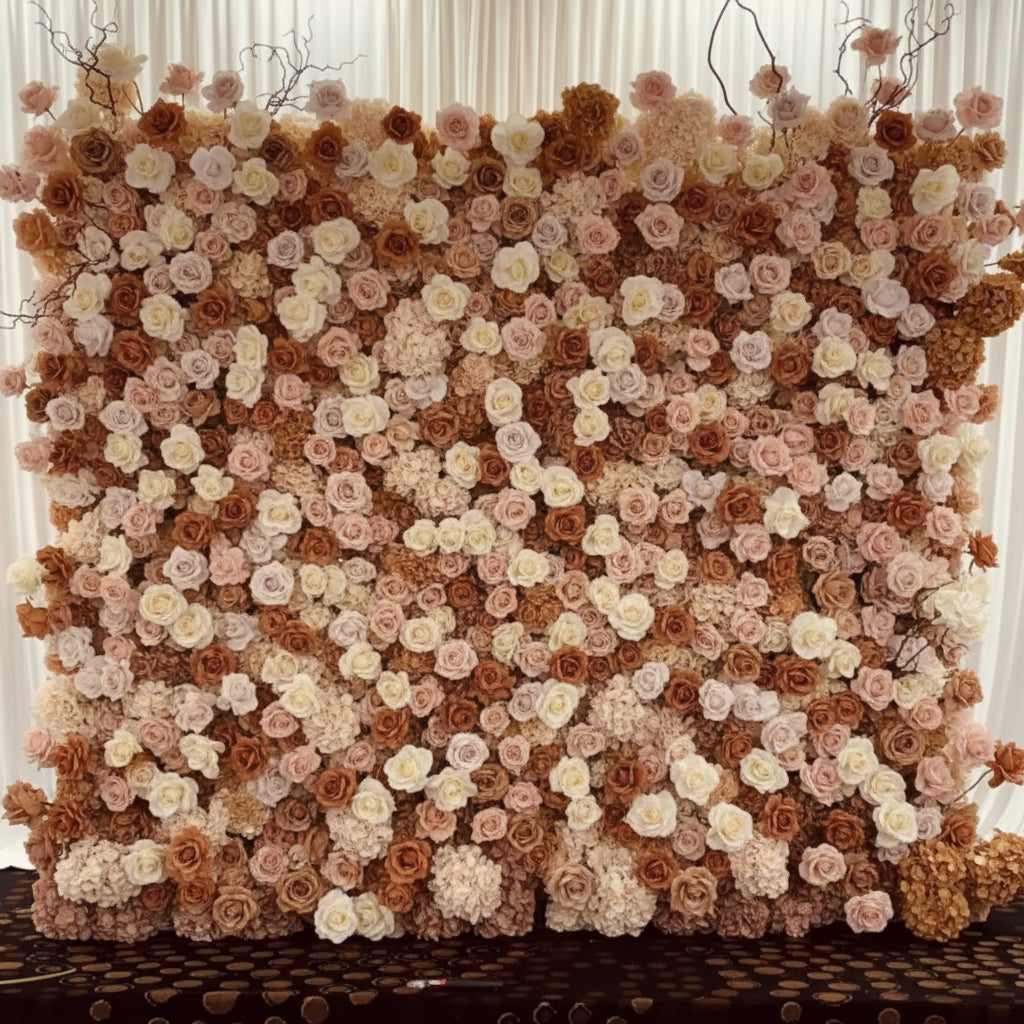 Brown, Tan and Cream Premium Wild Rose Flower Wall - 290