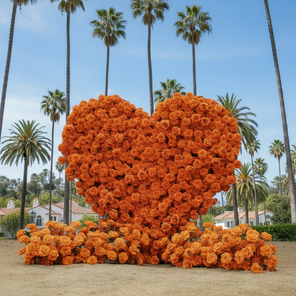 Orange Premium Wild Rose Heart Flower Arch #4910