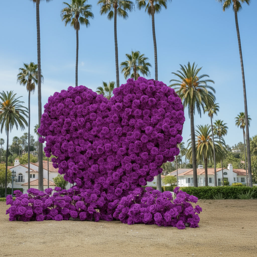 Dark Blue Premium Wild Rose Heart Flower Arch #4908