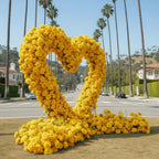 Yellow Premium Deluxe Rose Heart Flower Arch #4925