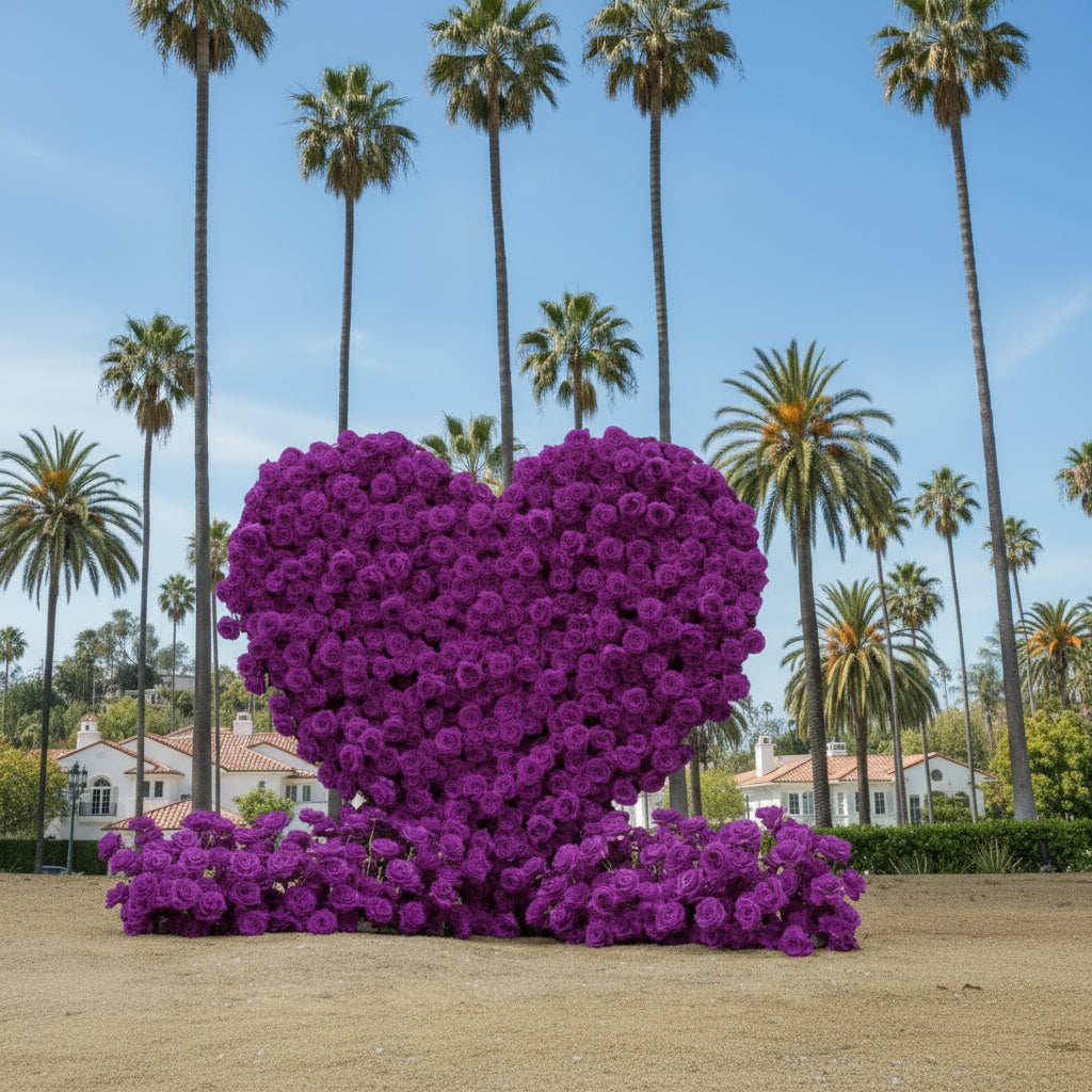 Dark Blue Premium Wild Rose Heart Flower Arch #4908