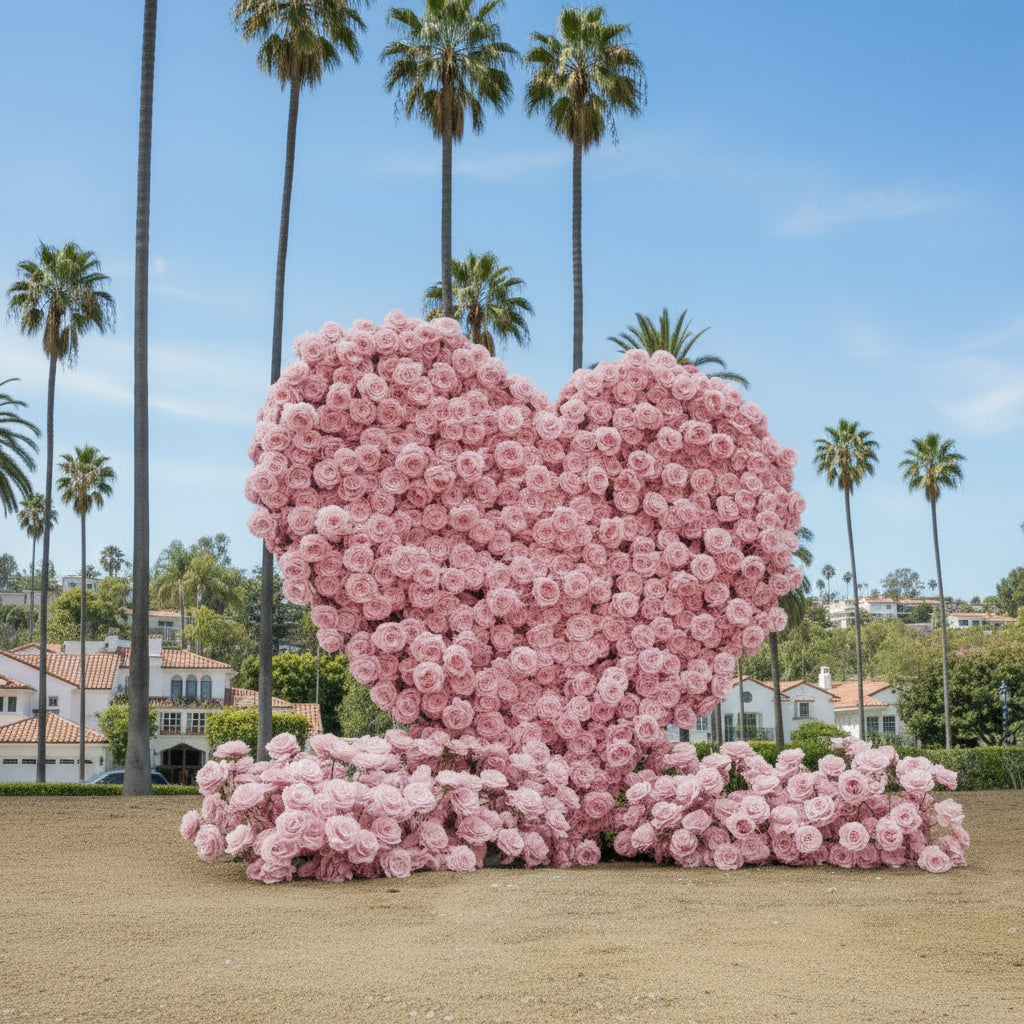 Light Pink Premium Wild Rose Heart Flower Arch #4905
