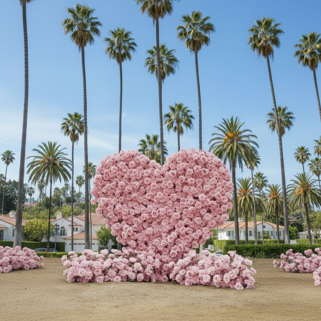 Light Pink Premium Wild Rose Heart Flower Arch #4905
