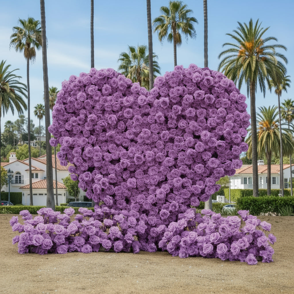 Light Purple Premium Wild Rose Heart Flower Arch #4912