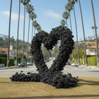 Black Premium Deluxe Rose Heart Flower Arch #4915