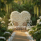 White Premium Wild Rose Heart Flower Arch #4902