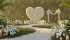 White Premium Wild Rose Heart Flower Arch #4902