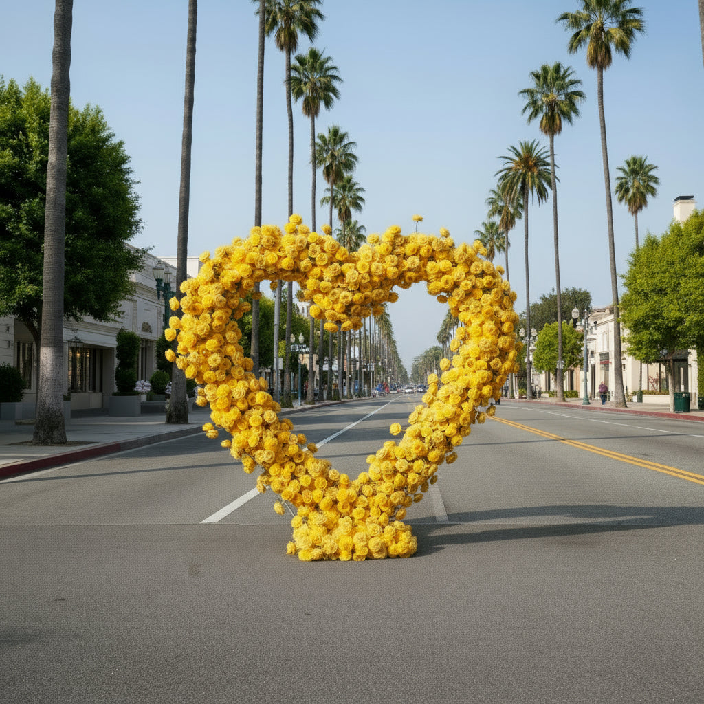 Dark Yellow Classic Wild Rose Flower Heart Arch #4940