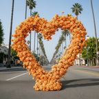 Orange Classic Wild Rose Flower Heart Arch #4942