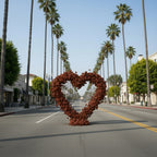 Brown Cream Classic Wild Rose Flower Heart Arch #4945