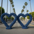 Dark Blue Classic Wild Rose Flower Heart Arch #4938