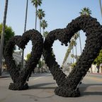 Black Classic Wild Rose Flower Heart Arch #4930