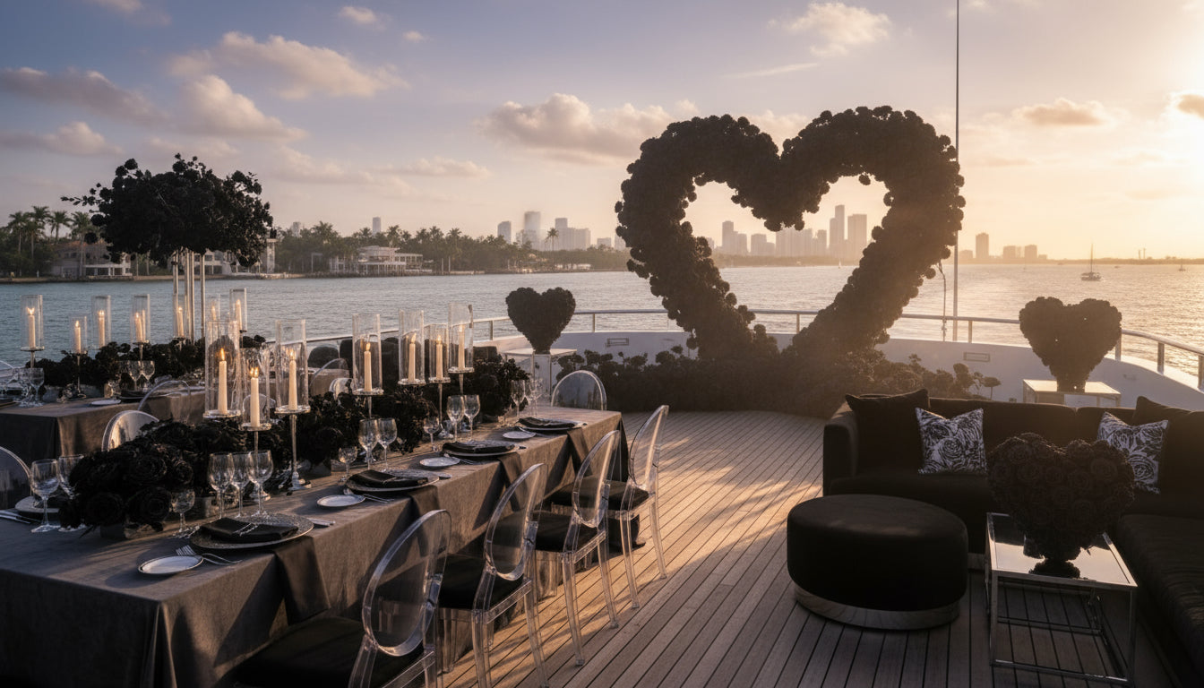 Black Premium Deluxe Rose Heart Flower Arch #4915