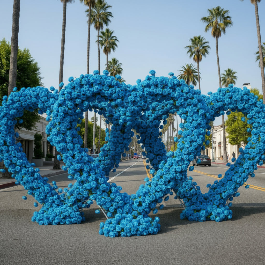 Blue Classic Wild Rose Flower Heart Arch #4937