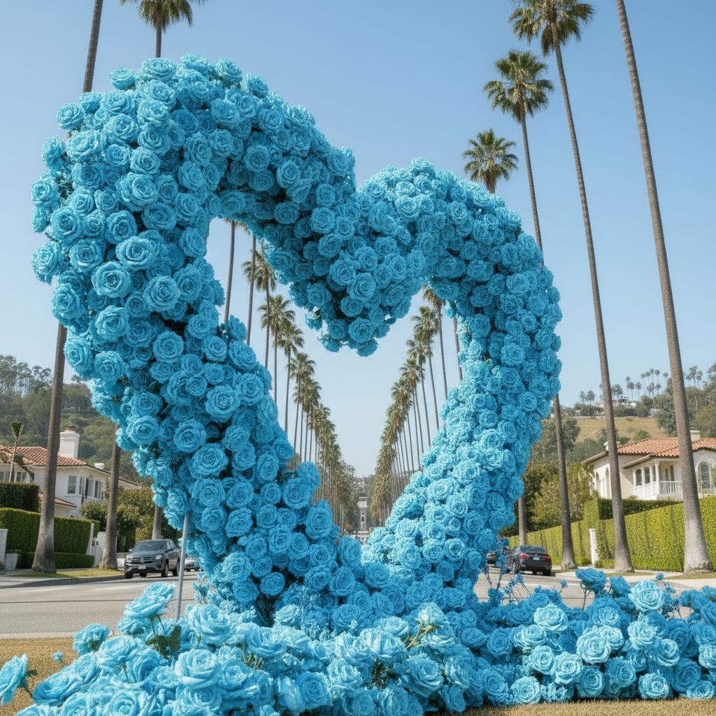 Light Blue Premium Deluxe Rose Heart Flower Arch #4921