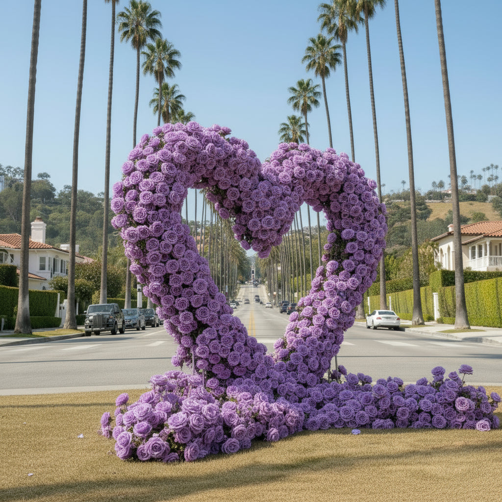 Light Purple Premium Deluxe Rose Heart Flower Arch #4924