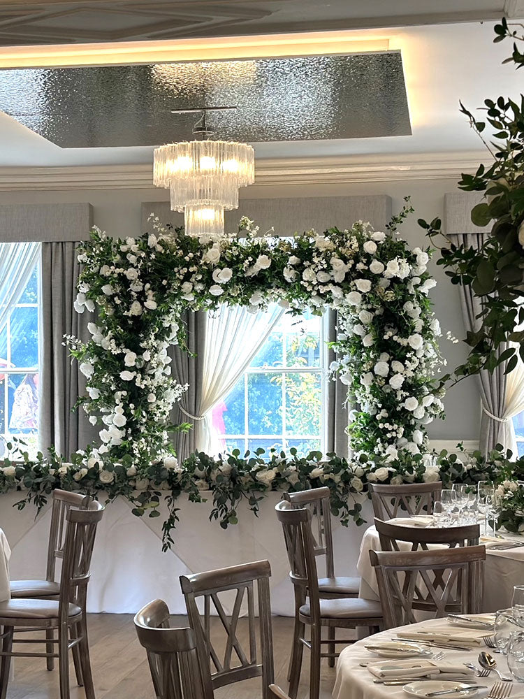 White Rose with Greenery Premium Square Flower Arch - 5007