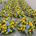 Light Blue Yellow and Greenery Premium Artificial Flower Ball Centrepiece - 1078