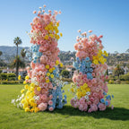 Pink, Blue and Yellow 2 Piece Premium Flower Horn Arch Set - 4603