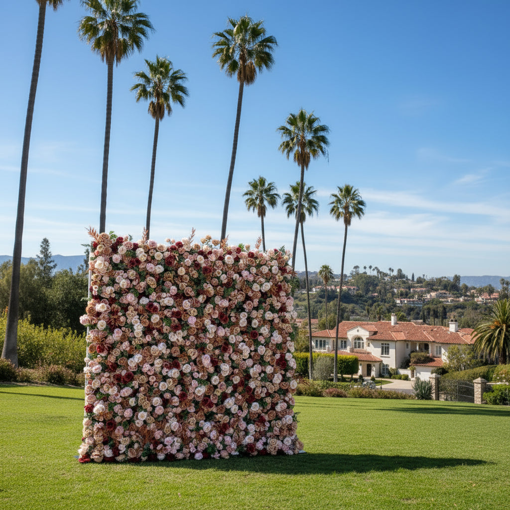 Brown, Pink and Blush Greeenry Premium Flower Wall - 211