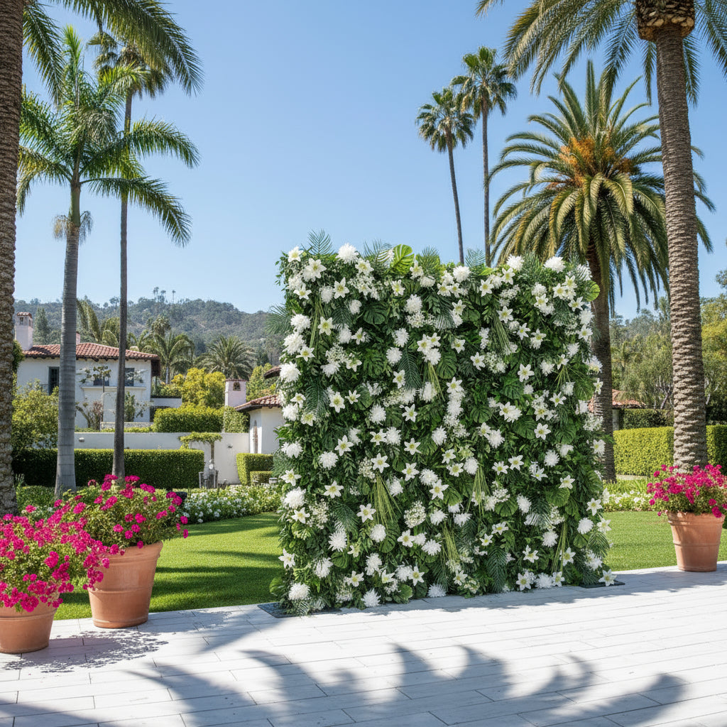 White Flower Tropical Greenery Wall - 509