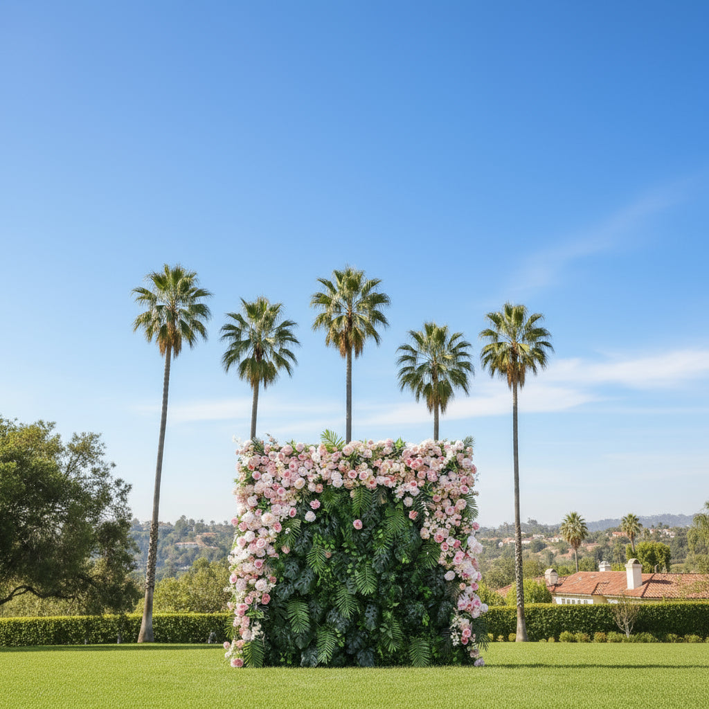 Into The Jungle Pink Rose Premium Greenery Floral Wall - 166