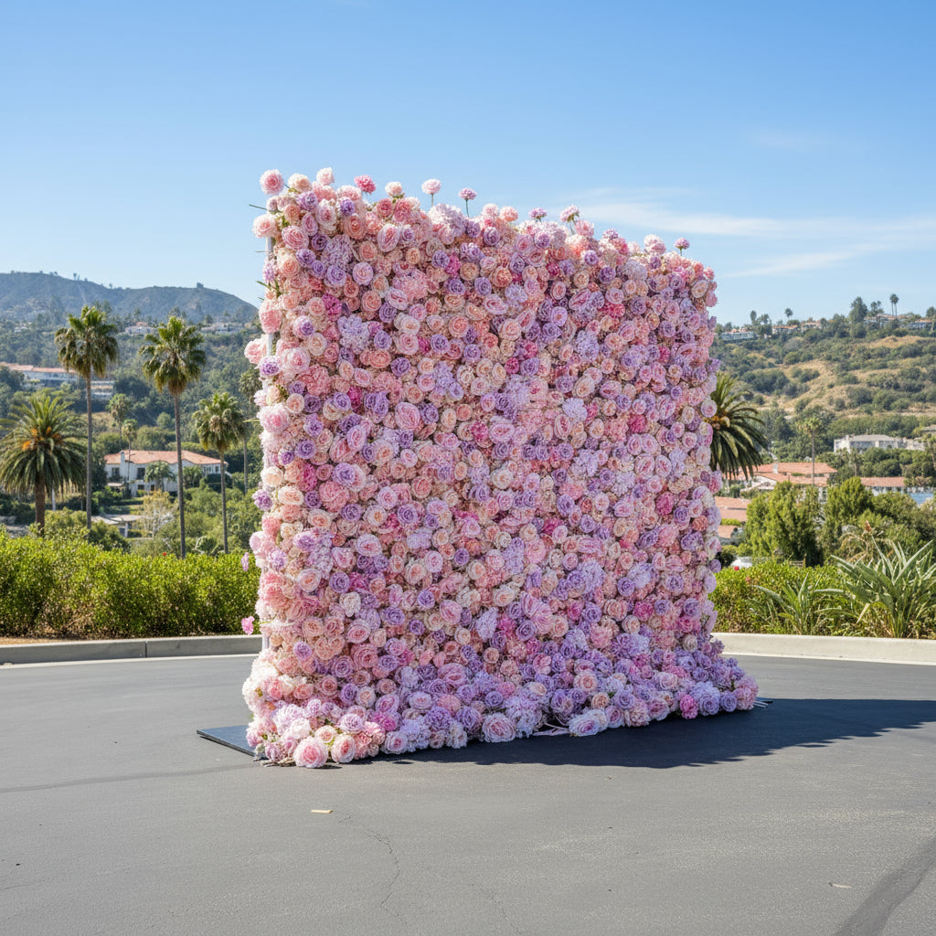 Premium Purple and Pink Wild Rose Flower Wall - 010