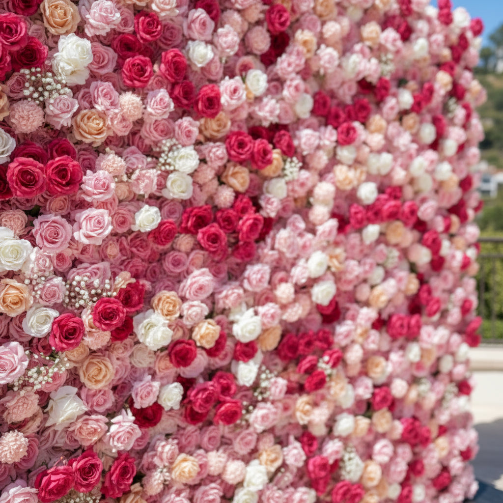 Pink, White and Peach Premium Flower Wall - 206